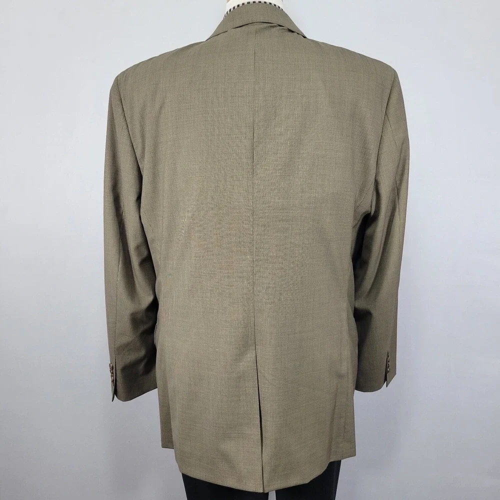 JOS‎ A BANK Men's Sport Coat Blazer Two Button Brown Black Houndstooth Wool 46L